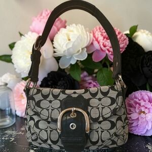 COACH Vintage Y2K Soho Small Black & Gray Flap Shoulder Bag (Style #11860)